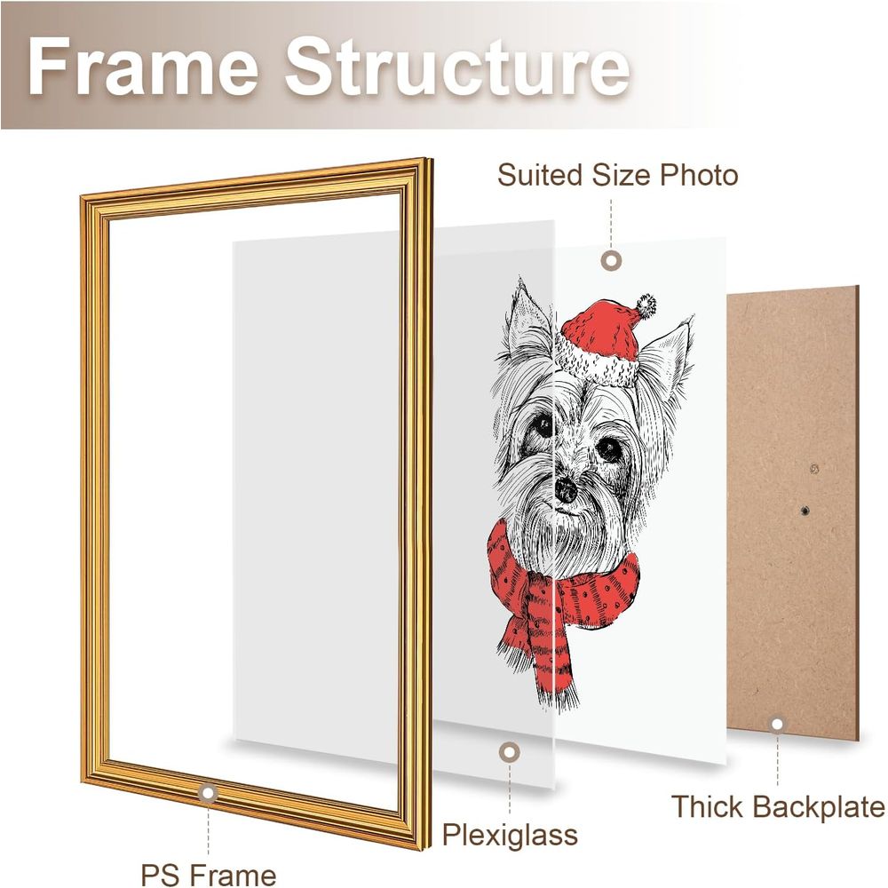 Rustic 24x36 Gold Picture Frame - Transitional Modern Style for Home, Vertical or Horizontal Display - Image 3