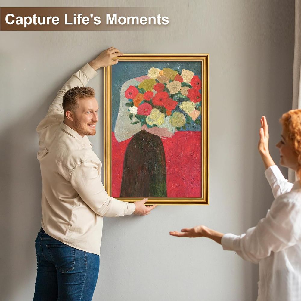 Rustic 24x36 Gold Picture Frame - Transitional Modern Style for Home, Vertical or Horizontal Display - Image 5