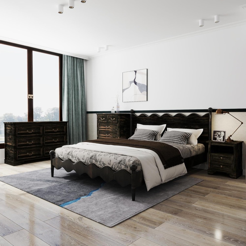 Rustic 3-Piece Bedroom Furniture Set with Wooden 6-Drawer Dresser and Matching Nightstands - Image 5