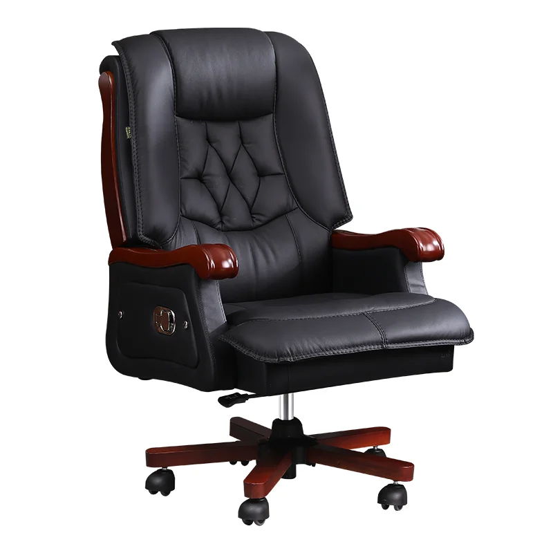 Leather Chair First Layer Cowhide Large Business Reclining Office Chair Solid Wood Massage Chaises De Bureau Lounge Furnitures - Image 5