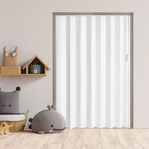 60"x80" PVC Accordion Sliding Door, Bifold Accordion Closet Door with Handle, Lock for Bedroom, Living Room