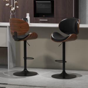 Bar Stools Set of 2 for Kitchen Counter, Adjustable Bar Height Chairs, Modern Swivel Barstools with Bentwood Seat, Customized