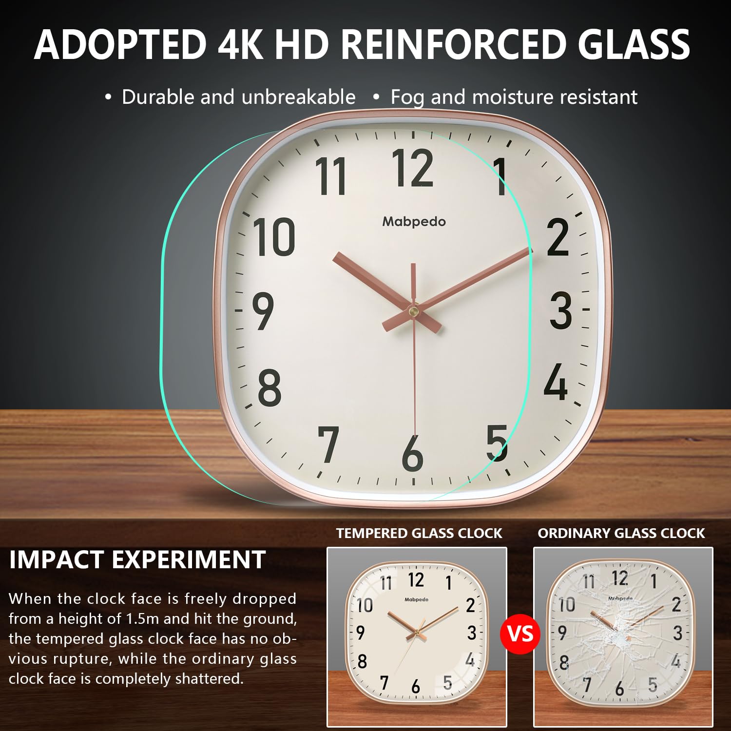 Square Quartz Wall Clock Elegant Beige Dial Clear Black Digital Modern Home Office Decoration Simple Style Precise Timing Clock - Image 5