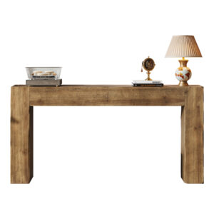 Solid Wood Console Table 63-Inch Convertible Entryway Table Rustic Brown