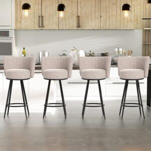 Western Bar Stools – Set of 4 Upholstered Counter Height Bar Stools with Back and Footrest