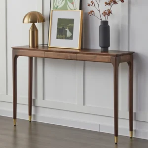 Walnut Console Table  - Nordic Solid Wood Narrow Entryway Table with Drawers