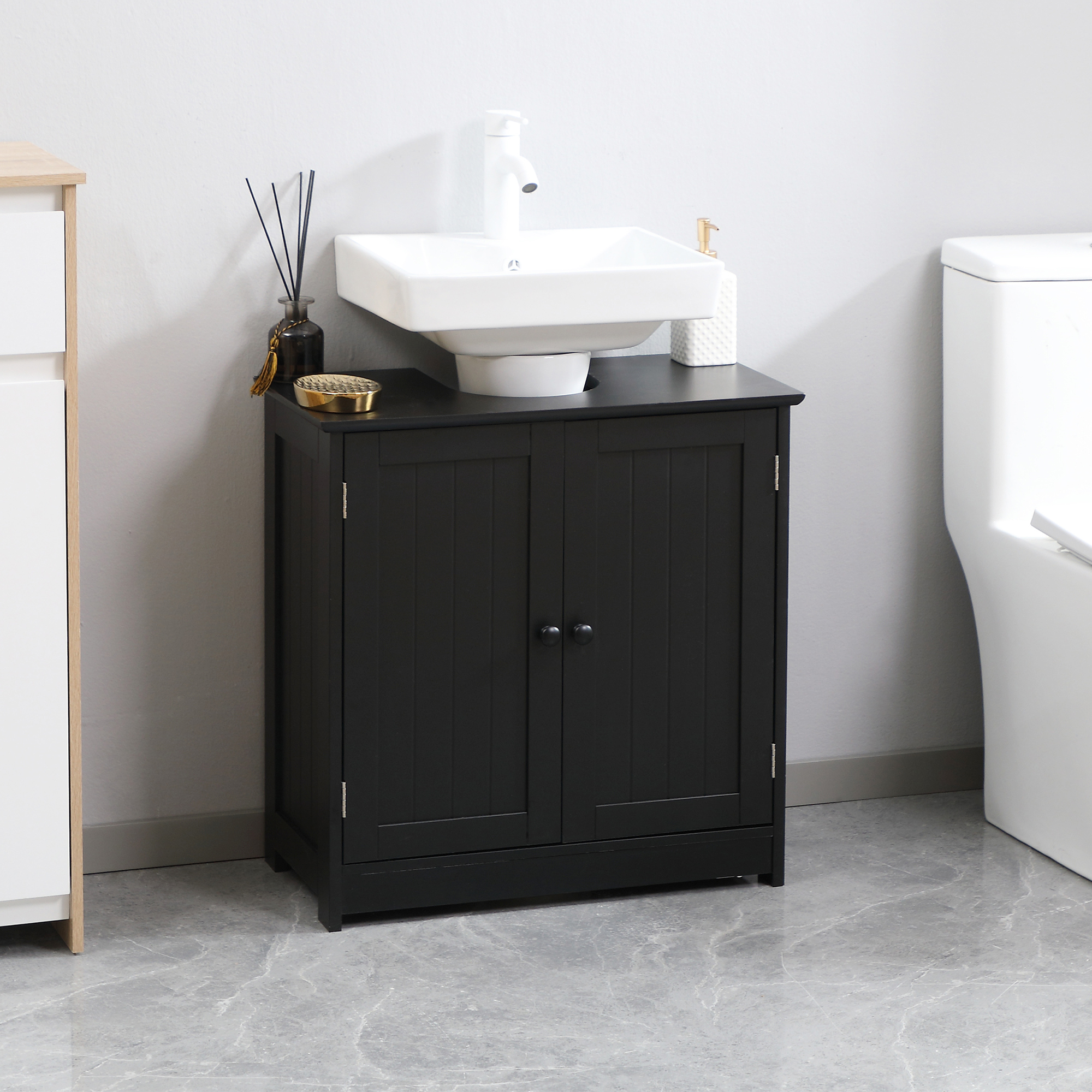 Oak Bathroom Vanity Cabinet with Storage for Pedestal Sink Bathroom Organization - Image 3