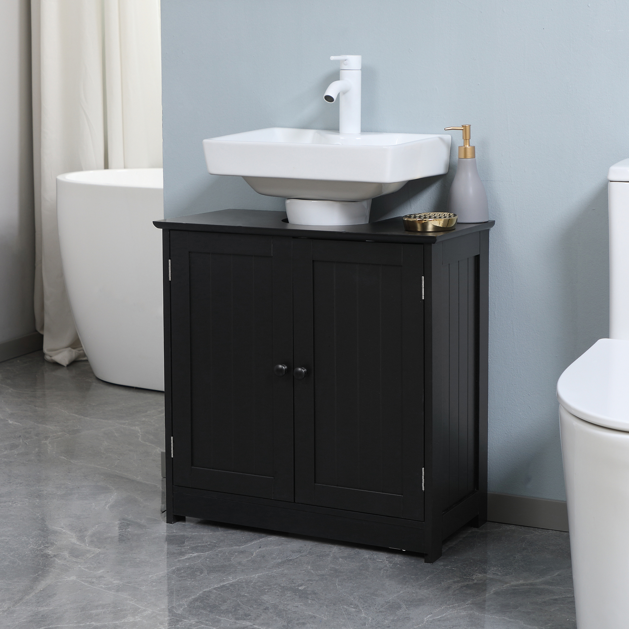 Oak Bathroom Vanity Cabinet with Storage for Pedestal Sink Bathroom Organization - Image 2